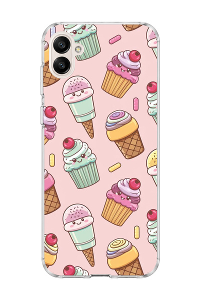 lelia Samsung Galaxy A05 Compatible Ice Cream Cake Pink Printed Transparent P...