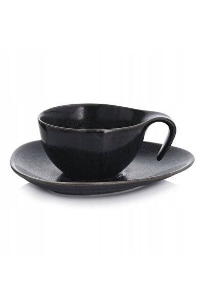 DUKAAN Ceașcă reversibilă cu farfurioară 150 ml Graphite Time Black DUKA