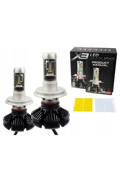 NO BRAND Becuri LED auto H4 12000lm X3 ZES 50W 12V 24V CANBUS Radiator 2 buc.
