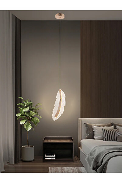 best power ثريا علاقي مودرن LED فردية بتصميم ريشة كريستالية ذهبية 3 إضاءات - ...