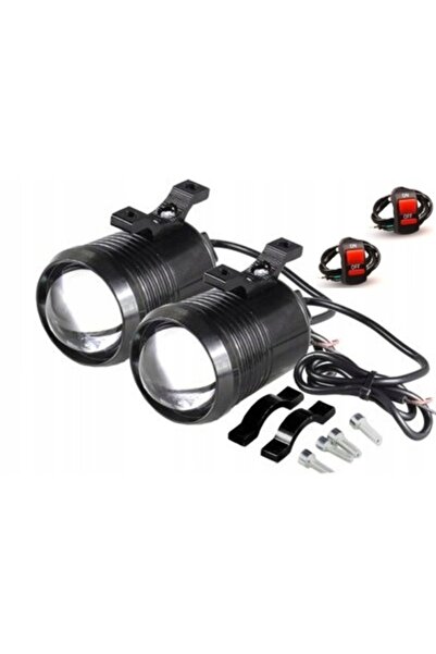 NO BRAND LAMPĂ DE LUCRU MOTOCICLETĂ HALOGEN QUAD U2 LED NEAGRĂ + COMUTATOR 2 ...
