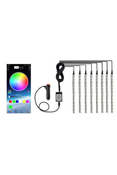 NO BRAND Bandă luminoasă LED RGB pentru interior auto, 3M, 8x12, control prin...