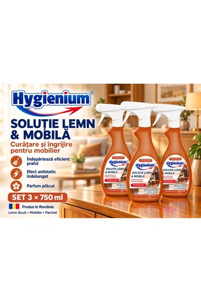 Hygienium Set 3 x Solutie pentru mobila si lemn Hygienium, 750ml