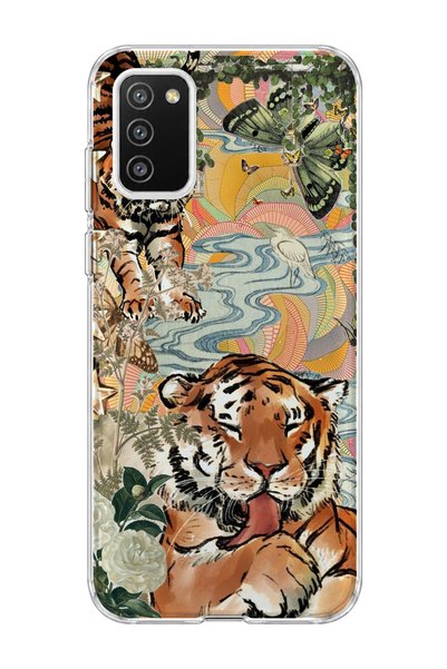 lelia Samsung Galaxy A02S Compatible Tiger Oriental Printed Transparent Phone...
