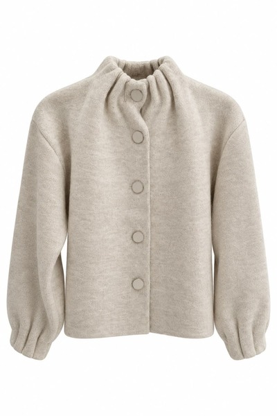 Pulli Collection Drawstring Collar Buttoned Cardigan