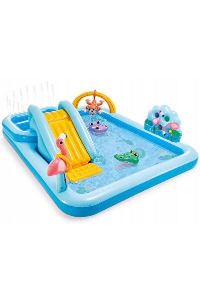 Intex LOC DE JOACĂ GONFLABIL DIN JUNGLE 57161 - TUNEL, PISCINĂ CU BILE, FÂNTAINĂ