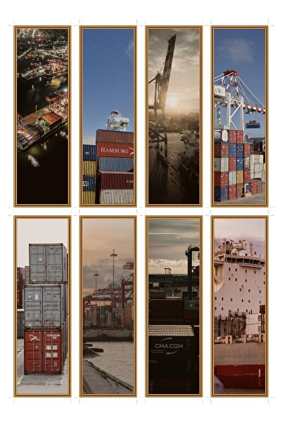 OEM Set 8 Semne de Carte cu Tema Port Maritim si Containere, Imprimare HD, Ca...