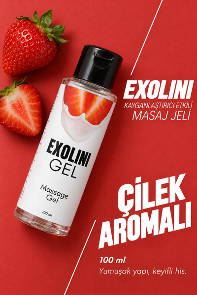 EXOLİNİ Çilek Aromalı Su Bazlı Kayganlaştırıcı Etkili Masaj Jeli 100 ml