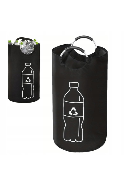 NO BRAND Coș de reciclare pentru sticle și plastic, 82L, negru, cu mâner