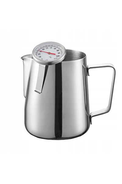 NO BRAND Cană de lapte profesională cu termometru 500 ml Argintie Barista DUKA