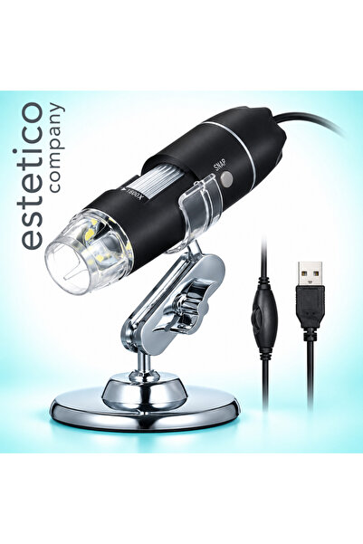ESTETICO Saç ve Cilt Analiz Kamerası – USB Dijital Mikroskop, 1600X Büyütme, 2 MP, 8 LED