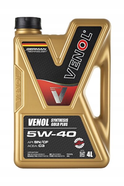 VENOL Ulei de motor 5W40 4L Synthesis Gold Plus SN CF C3 VW Mercedes BMW