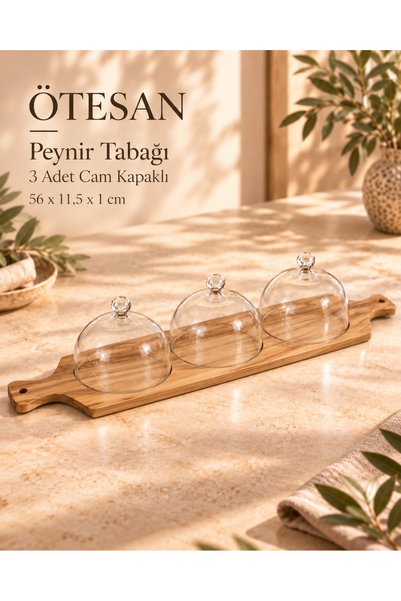PALU GASTRO 3 Cam Kapaklı Peynir Sunum Tabağı 56 x 11,5 cm
