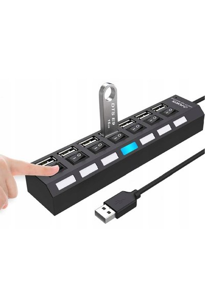 Retoo HUB USB cu 7 porturi, splitter, comutator USB, comutator iluminat