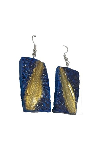 Marc Blue earrings with golden leaf