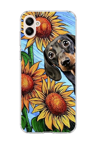 lelia Samsung Galaxy A06 Compatible Sausage Dog Sunflower Printed Transparent...