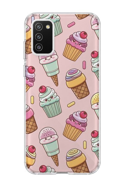 lelia Samsung Galaxy A02S Compatible Ice Cream Cake Pink Printed Transparent ...
