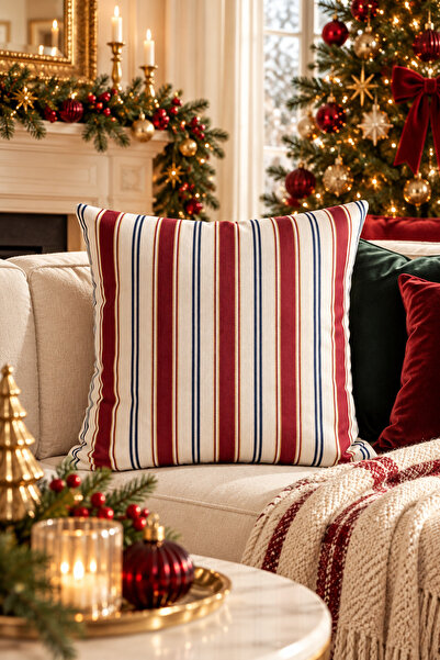 Pilloveland غطاء وسادة مطبوع على الوجهين بنمط التارتان - 43x43 سم - عيد الميل...