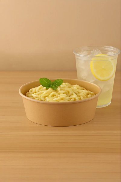 Köksal Pack 25 Pieces 750 Cc Kraft Cardboard Lid-Off Salad and Food Bowl