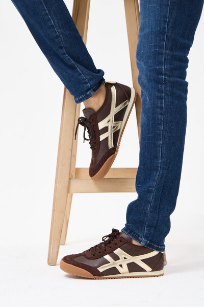 SEFERİ Women's Brown Lace-Up Flat Sole Sneaker Shoes with Gold Cross Detail -...