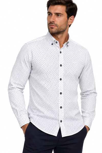 Fashion Wear Ενδύματα Μόδας Ανδρικό Πουκάμισο Σχεδιαστή λευκό φόντο 100% βαμβ...