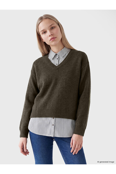 LC Waikiki Esvab • Modern & Distinctive Shirt Roba Collar Women's Knitwear Sw...