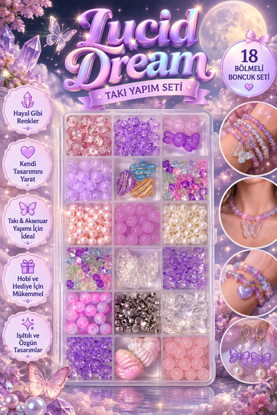 By MO Accessories Lucid Dream set za izradu nakita sa 18 odjeljaka – set za d...