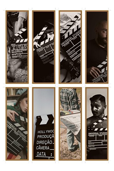OEM Set of 8 bookmarks with movie clapperboard theme, cinematographic design,...