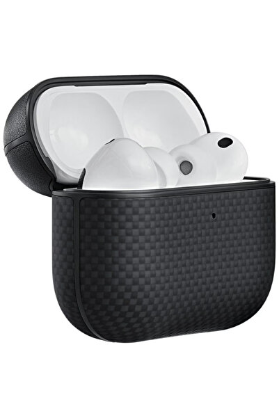 PITAKA Husă din fibră de aramidă pentru AirPods Pro 3, Negru-Gri, design eleg...