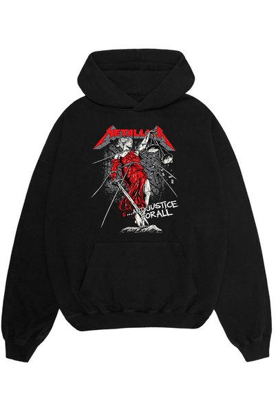 ELFERA Metallica Design Printed Oversized Sweatshirt