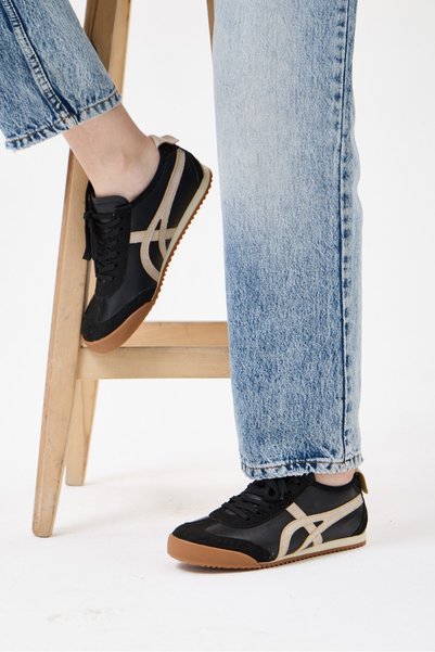 SEFERİ Γυναικεία παπούτσια sneaker με μαύρο σουέτ κορδόνιασμα, επίπεδη σόλα κ...