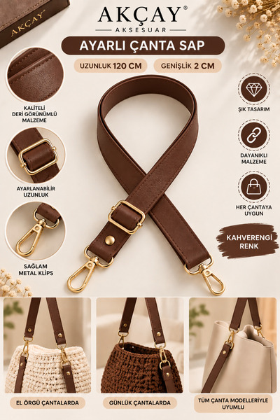 Akçay Aksesuar Leather Adjustable Bag Strap Length (120 cm - Width 2 cm) with...