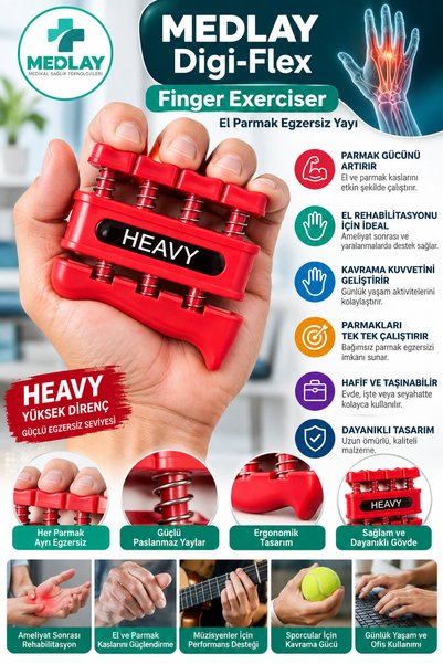 MEDLAY Digi-Flex Finger Exerciser El Parmak Egzersiz Yayı (1 ADET)