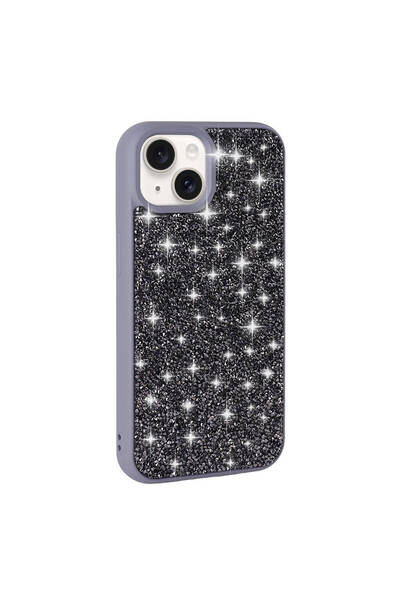 Techaks iPhone 15 Case Glittery Diamond Stone Camera Raised Silicone
