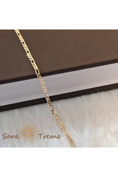 SaraTremo Brățară placată cu aur de 18K, Model clasic 3-în-1 cu zale plate mi...