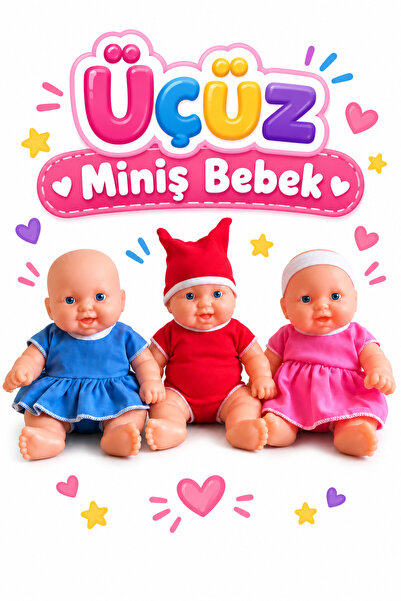 ARI TOYS 24 cm. Üçüz Miniş Bebek (3 Adet)
