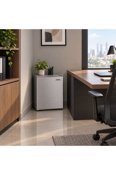 HAAM ثلاجة بباب واحد، سعة 1.6 قدم مكعب، 45 لتر، لون فضي - HM80SRF26