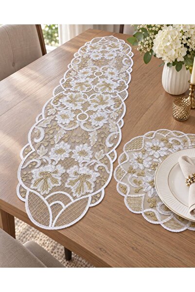 ESTEKS DANTEL Traversă din dantelă franțuzească 130x37 cm 6 bucăți Supla 38 cm