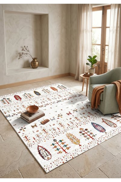 Thalia Home Kaymaz Taban Yıkanabilir Kalın Dokulu Halı & Yolluk & Mutfak Halısı