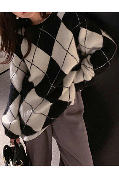 Evendi Pulover, Crem/Negru