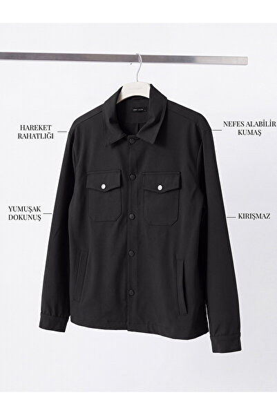LC Waikiki Lcw Vision Black Loose Fit Men's Jacket with Nevavm Difference