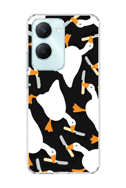 lelia غطاء هاتف شفاف مطبوع عليه White Goose متوافق مع Vivo Y18 مع شفرة