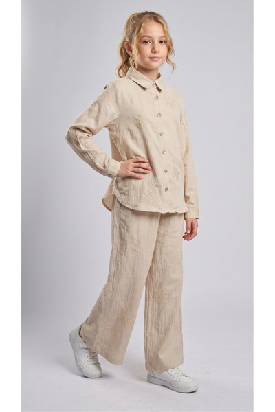 Pafim Girl's Two-Piece Set, Special Occasion Hijab Shirt Set, Ages 7-14