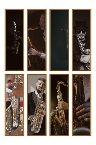 OEM Set 8 semne de carte tema saxofon jazz, design elegant, carton premium