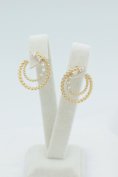 XUPING JEWELRY Style Pearl/Xuping Jewelry Double Spiral Zircon Stone Earrings