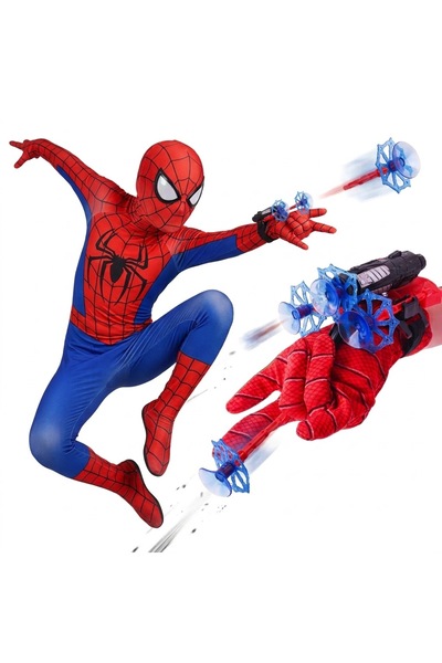 Printisor Costum Spiderman Mărimea M (120 cm) + Lansator de săgeți pentru 3-9...