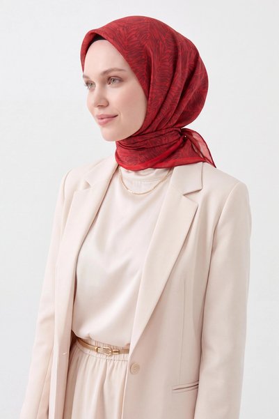 Silk Home وشاح ناعم بيترا أحمر داكن