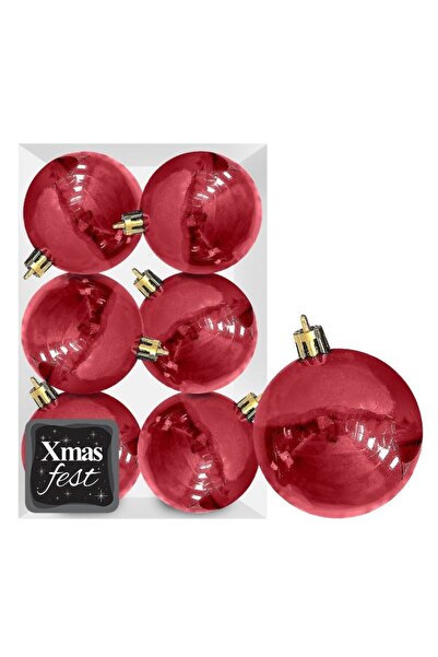 Xmasfest Σετ 6 Μαργαριταρένιες Κόκκινες Μπάλες Διάμετρος 8εκ. για Χριστουγενν...