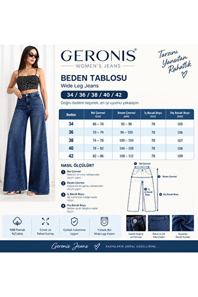 GERONİS Denim Pants Jeans Wide Leh