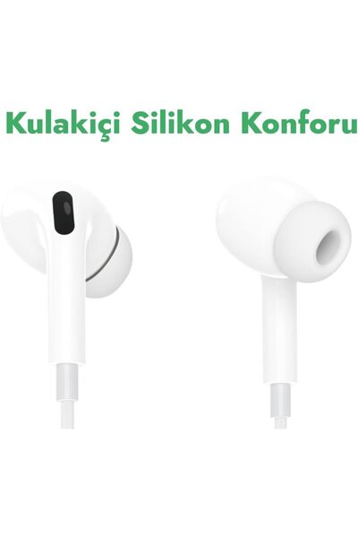 StepCo iPhone 11 Pro, 11 Pro Max, 14 Pro, 14 Pro Max ile Uyumlu Silikonlu Lightning Kulaklık, Beyaz